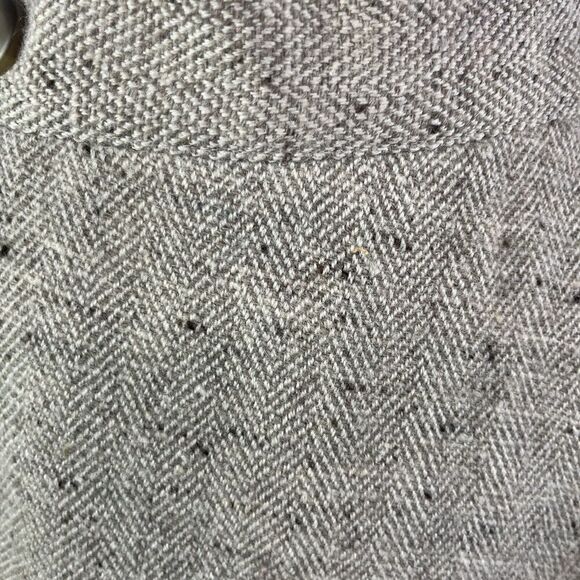 Vintage Liz Claiborne Skirt sz 8 Tan Khaki Wool Tweed Wrap Blanket Fringe Pencil - Picture 6 of 11